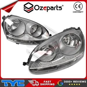Pair LH+RH Head Light Lamp (Dark Grey) For Volkswagen VW Golf MK5 2004~2009 - Picture 1 of 6