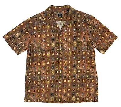 Camisa cropped Todd Snyder seda-algodão colarinho acampamento marrom tamanho G nova etiqueta $228 - Imagem 1 de 4