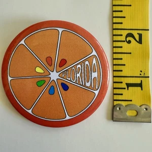 Rainbow Florida Orange Button/Pin/2.25 Inches/Excellent++/LGBTQ+ - Picture 1 of 1