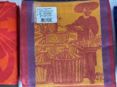 Le Jacquard Français "Safran" Napkin 22x22 Woven Farmer Scene, France - Image 1 of 3