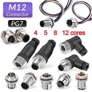 M12 Sensor Connector 4/5/8/12 Pin Male/Female Aviation Plug/Socket 0cn PG7 IP67 - Picture 1 of 62