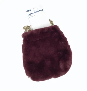 Bolso Bandolera Antiguo Azul Marino Imitación Piel Cartera Granate Cadena Correa Peluche Difuso - Imagen 1 de 9