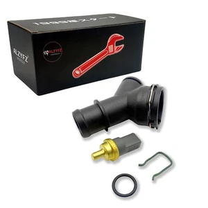 Mit Temperatur Sensor Kühlmittelflansch Für VW Golf Passat Eos Jetta Audi A3 TT - Picture 1 of 12
