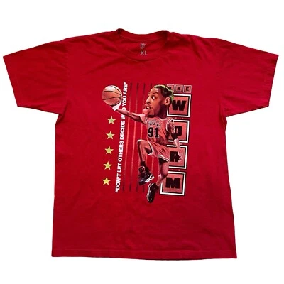 Bobby Fresh Chicago Bulls Dennis Rodman 91 Worm Red Graphic Tee Shirt Mens XL - Image 1 of 4