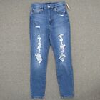 Aeropostale Jeans Womens 8 Super High Rise Curvy Jegging Distressed Blue Denim