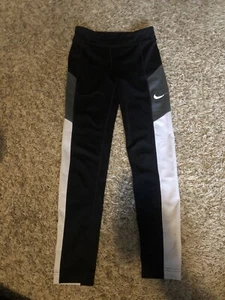 Nike Girl's Dri-Fit Trophy Leggings Black White size Large - Picture 1 of 5