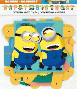 DESPICABLE ME 4 Feliz Cumpleaños Fiesta Articulada BANNER DECORACIÓN 6 pies MINIONS - Imagen 1 de 2
