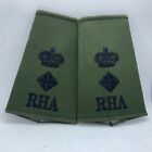 RHA Royal Horse OD Green Rank Slides / Epaulette Pair Genuine British Army - NEW