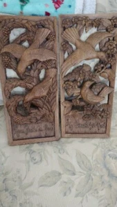 1961  Art Wood Carved Religious Bird Resin Wall Signs BEAUTIFUL  - Picture 1 of 11