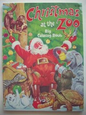 1980's Christmas at the Zoo coloring book Santa with dressed animals UNUSED