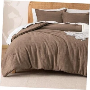 Soft Waffle Comforter Set Queen Size- 3 Pieces Waffle Weave Comforter with 2 - Picture 1 of 7