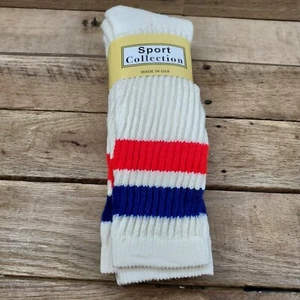 2 Pair Sport Collection Tube Socks Red White Blue SZ 9 - 11 Brand New Old Stock - Picture 1 of 5