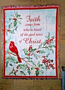 CARDINAL FAITH TAPESTRY THROW BLANKET, 60"x48" BRAND NEW, NICE GIFT - Picture 1 of 7