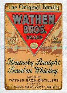 Wathen Bros Brand Kentucky Straight Bourbon Whiskey metal tin sign good interior
