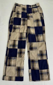 Vintage 70’s Bleeding Madras India Patchwork Plaid Pants - Picture 1 of 10