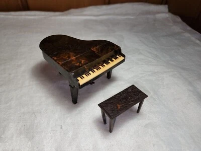 Vintage Renwal Dollhouse Piano with Bench Swirl Brown  — 第 1/4 张图片