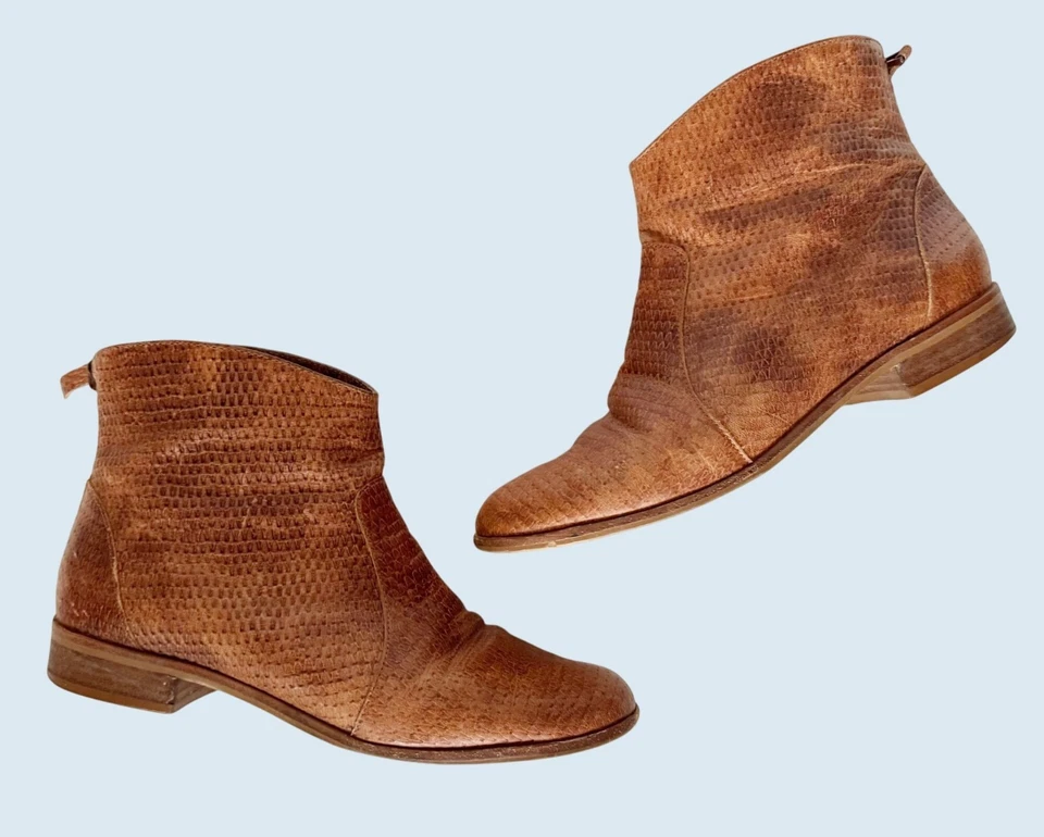 Botines CYNTHIA VINCENT Marrón Texturizado Espalda Cremallera Talla 6.5 Foto 1 de 4