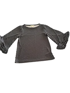 MICHAEL Michael Kors Black & White Polka Dot Bell Ruffle 3/4 Sleeve Top Blouse M - Picture 1 of 5