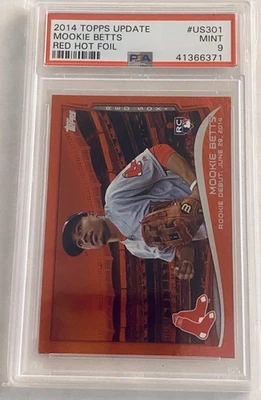 2014 Topps Update MOOKIE BETTS (Rookie Debut) Red Hot Foil #US301 PSA 9 - Image 1 of 2