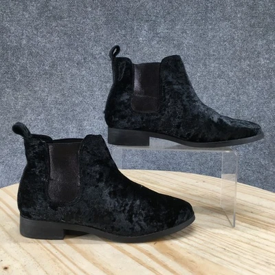 Toms Boots Womens 36 Ella Chelsea Black Velvet Pull On Casual Comfort Ankle Top - Изображение 1 из 4