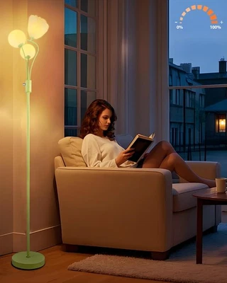 Lámpara de pie regulable 69 pulgadas Lámparas de pie Art Deco con globo y pantalla de flores para... Foto 1 de 4