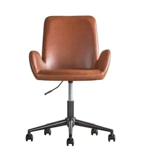 [£249] Gallery Direct Faraday Swivel Chair - Brown Pleather - Picture 1 of 6