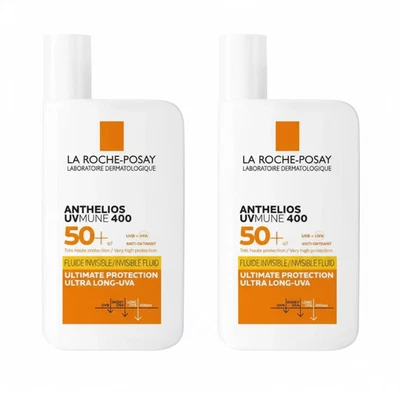 2X La Roche-Posay Anthelios UVMune 400 SPF50+ Invisible Fluid 50ml - Image 1 of 4