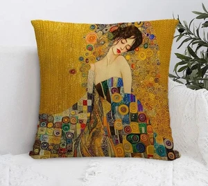 Pillow Cover  GUSTAV KLIMT  GOLDEN LADY  2-Sided  18 x 18 - Picture 1 of 3