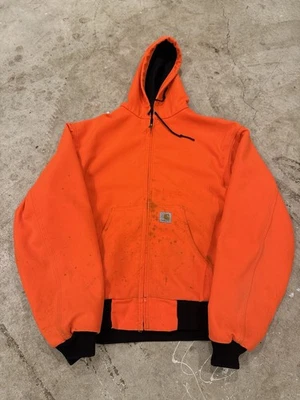 Chaqueta activa con capucha Carhartt vintage naranja brillante neón JRW09 talla XL *DESGASTADA* Foto 1 de 4
