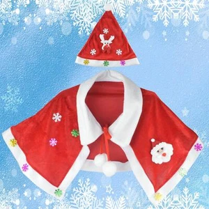 Christmas Costume Cloak Dress up Christmas Clothing Outwear Kids Red Velvet Cape - Picture 1 of 7
