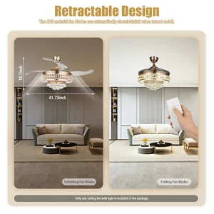 42" Luxury Ceiling Fan Light w/ Remote Control LED Fan Lamp Chandelier Fixture - Picture 1 of 16