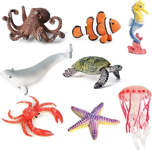 8pcs Sea Animal Figures, Realistic Ocean Animal Figurines Plastic Creature Toys - Picture 1 of 6