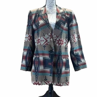 VTG Lawrence Philadelphia Art-to-Wear Western Indian Blazer Jacket Aztec 10/12 - Image 1 of 4