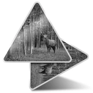 2 x Triangle Stickers 7.5cm - BW - Lavender Flower Forest Wild Deer #37001 - Afbeelding 1 van 9