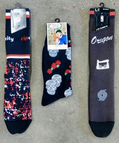 3 Pack Portland Trailblazers Crew Socks NBA City HWC Sugar Skull Roses Rose RIP Cover
