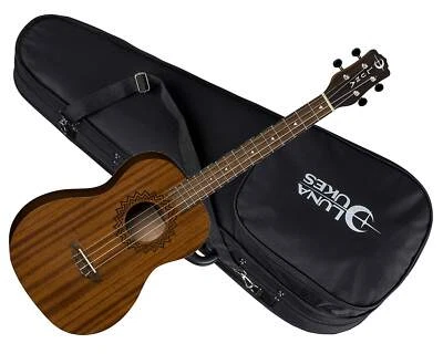 Luna Vintage Mahogany Baritone Ukulele NEW Satin Natural - VMB uke w/ LIGHT CASE - Image 1 of 4