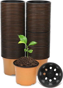 100 Pack 3 Inch Plant Nursery Pots for Plants, Small Plastic Pots with Drainage - Picture 1 of 12