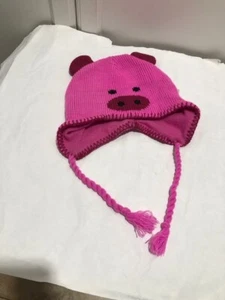 Dark Pink Girls Knitted Pig Hat - Picture 1 of 2