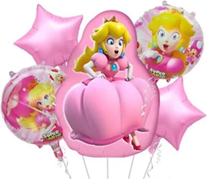 Prinzessin Pfirsich 5er Set Geburtstag Party Luftballons für Kinder Hintergrund Deko - Bild 1 von 5
