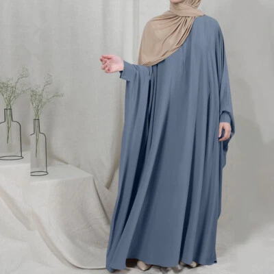 Maxi Vestido de Oración de Ramadán Mujeres Islam Musulmán Manga Ala de Murciélago Vestido Caftán Árabe Foto 1 de 4