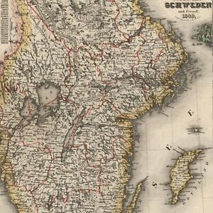 Europe Scandinavia Southern Sweden Stockholm city plan inset 1849 Meyer map