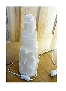 SELENITE CRYSTAL LAMP  plus LEAD & BULB  30cm HEALING - Picture 1 of 4