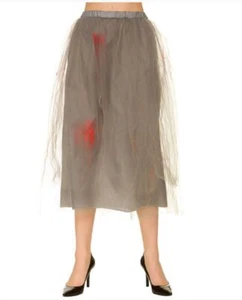 Grey Skirt Zombie Fancy Dress Costume Accessory Fake Blood Clearance - Picture 1 of 1