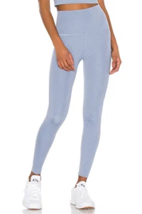 Legging Beyond Yoga HR3243 Heather Rib cintura alta midi azul sereno talla S - Imagen 1 de 4