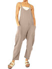 Ladies Overalls Dungarees Casual Trousers Pockets Baggy Jumpsuit Play-suits Size
