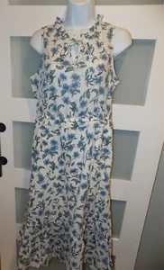 J. Crew White Midi Floral Ruffled Tiered Beach Cottage Core Dress Size 4 Women's - Picture 1 of 4