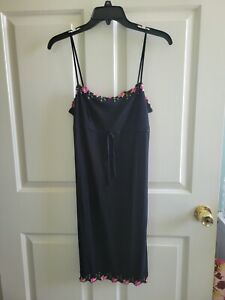 City Triangles Vintage Y2K 90's Black Nylon Spagetti Strap Slip Dress. Large. 