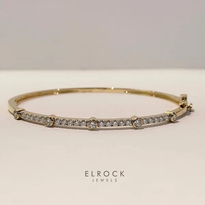 0.76ct Gold Round Cut Diamond Bangle Hinge Bracelet for Women/ Gift For Her - Picture 1 of 11