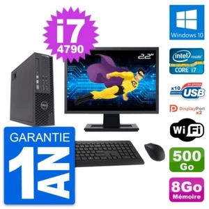 PC Dell T1700 SFF Ecran 22" Intel i7-4790 RAM 8Go Disque 500Go Windows 10 Wifi - Photo 1/8