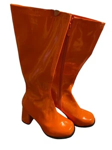 Orange Boots Size 7 / Side Zipper - Picture 1 of 4